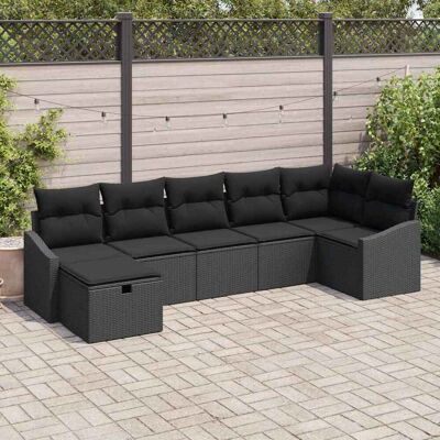 Vidaxl - 7-Piece Garden Sofa Set - Sort Vidaxl - 7-Piece Garden Sofa Set - Sort