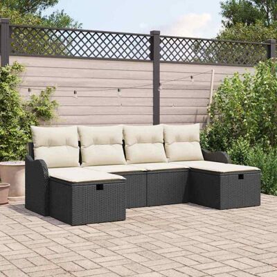 vidaXL Havesofa Sæt 6 stk. Sort polyrattan Sort 231 x 117 x 85 cm vidaXL Havesofa Sæt 6 stk. Sort polyrattan Sort 231 x 117 x 85 cm