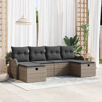 vidaXL Havesofa Sæt 6 stk. Grå polyrattan Grå 231 x 117 x 85 cm vidaXL Havesofa Sæt 6 stk. Grå polyrattan Grå 231 x 117 x 85 cm