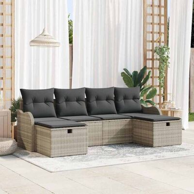 vidaXL Havesofa Sæt 6 stk. Lysegrå polyrattan Lysegrå 231 x 117 x 85 cm vidaXL Havesofa Sæt 6 stk. Lysegrå polyrattan Lysegrå 231 x 117 x 85 cm