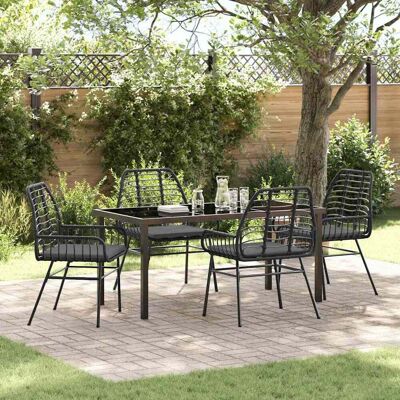 Generic - 5-delt haver dining set med puder - Sort - Syntetisk poly rotting - Rektangulær - Garden dining set Generic - 5-delt haver dining set med puder - Sort - Syntetisk poly rotting - Rektangulær - Garden dining set