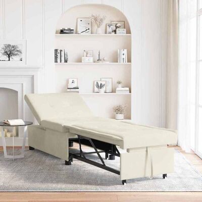 vidaXL Sovesofa Creme 194 x 67 x 82 cm Fløjl Cremefarvet 194 x 67 x 82 cm vidaXL Sovesofa Creme 194 x 67 x 82 cm Fløjl Cremefarvet 194 x 67 x 82 cm