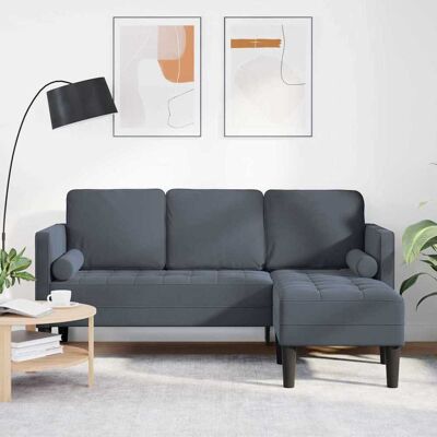 Vidaxl Stor mørkegrå stof- og træsofa - Møbel til stue Vidaxl Stor mørkegrå stof- og træsofa - Møbel til stue