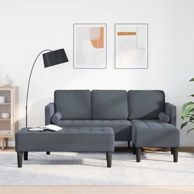 vidaXL Sofa Sæt med pude 2 pcs Mørkegrå Polyester Grå 173 x 131 x 67 cm vidaXL Sofa Sæt med pude 2 pcs Mørkegrå Polyester Grå 173 x 131 x 67 cm