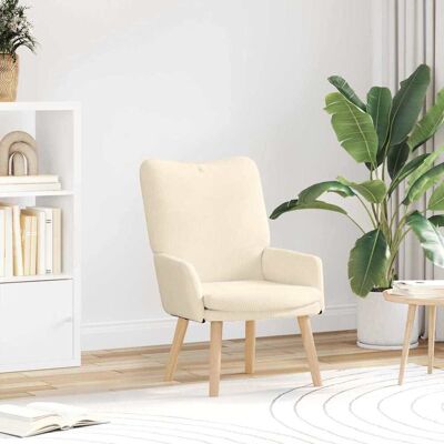 Vidaxl - Corduroy Upholstered Chair - Cream - Armchair Vidaxl - Corduroy Upholstered Chair - Cream - Armchair