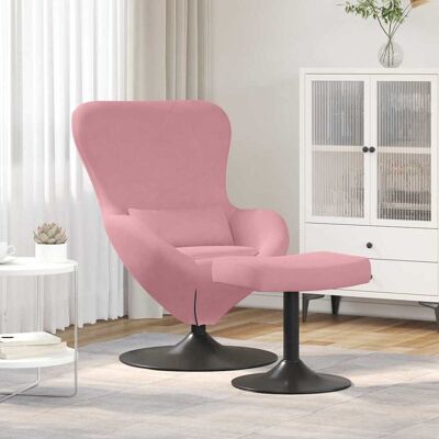 vidaXL Æg Stol med Fodskammel Lyserød Fløjl Pink 63 x 73 x 90 cm vidaXL Æg Stol med Fodskammel Lyserød Fløjl Pink 63 x 73 x 90 cm