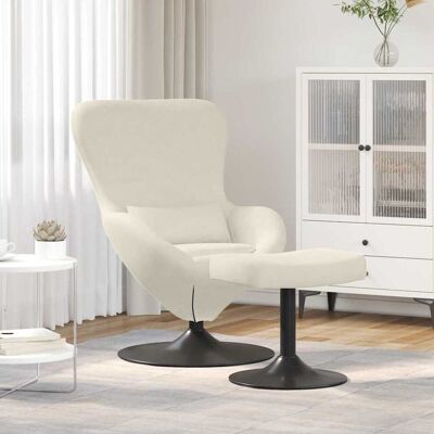 vidaXL Æg Stol med Fodskammel Creme Fløjl Cremefarvet 63 x 73 x 90 cm vidaXL Æg Stol med Fodskammel Creme Fløjl Cremefarvet 63 x 73 x 90 cm