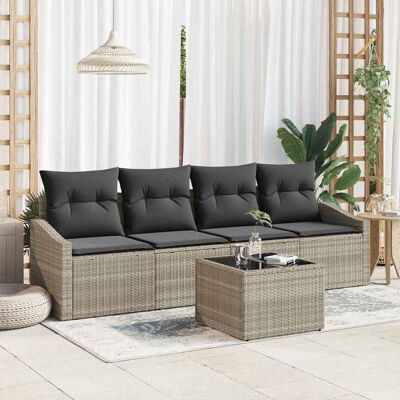 vidaXL Sofa Sæt med pude 5 pcs Lysegrå og mørkegrå polyrattan Lysegrå 55 x 55 x 37 cm vidaXL Sofa Sæt med pude 5 pcs Lysegrå og mørkegrå polyrattan Lysegrå 55 x 55 x 37 cm