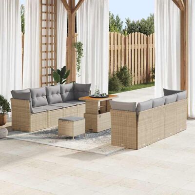 vidaXL Havesofa Sæt med pude med opbevaring 11 pcs beige og lysegrå Beige 90 x 55 x 71 cm vidaXL Havesofa Sæt med pude med opbevaring 11 pcs beige og lysegrå Beige 90 x 55 x 71 cm