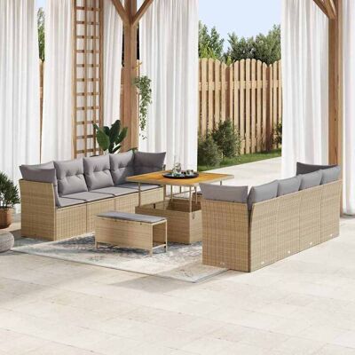 vidaXL Havesofa Sæt med pude med opbevaring 11 pcs beige og lysegrå Beige 100 x 100 x 71 cm vidaXL Havesofa Sæt med pude med opbevaring 11 pcs beige og lysegrå Beige 100 x 100 x 71 cm