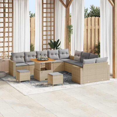 vidaXL Havesofa Sæt med pude 17 pcs Beige og lys grå polyrattan Beige 296 x 289 x 85 cm vidaXL Havesofa Sæt med pude 17 pcs Beige og lys grå polyrattan Beige 296 x 289 x 85 cm
