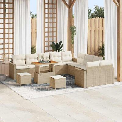 vidaXL Havesofa Sæt med pude 17 pcs Beige og creme polyrattan Beige 296 x 289 x 85 cm vidaXL Havesofa Sæt med pude 17 pcs Beige og creme polyrattan Beige 296 x 289 x 85 cm