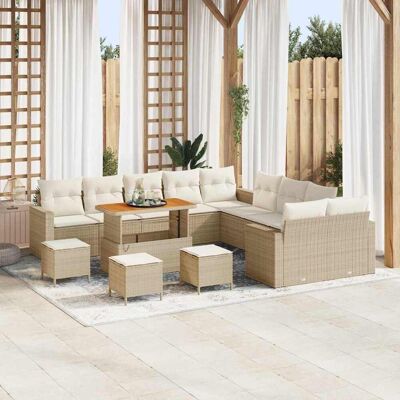 vidaXL Havesofa Sæt med pude 18 pcs Beige og creme polyrattan Beige 296 x 289 x 85 cm vidaXL Havesofa Sæt med pude 18 pcs Beige og creme polyrattan Beige 296 x 289 x 85 cm