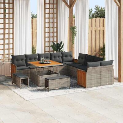 vidaXL Havesofa Sæt med pude 17 pcs Grå polyrattan Grå 289 x 283 x 85 cm vidaXL Havesofa Sæt med pude 17 pcs Grå polyrattan Grå 289 x 283 x 85 cm