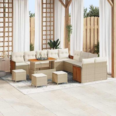 vidaXL Havesofa Sæt med pude 18 pcs Beige og creme polyrattan Beige 289 x 283 x 85 cm vidaXL Havesofa Sæt med pude 18 pcs Beige og creme polyrattan Beige 289 x 283 x 85 cm