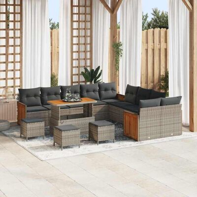 vidaXL Havesofa Sæt med pude 18 pcs Grå polyrattan Grå 289 x 283 x 85 cm vidaXL Havesofa Sæt med pude 18 pcs Grå polyrattan Grå 289 x 283 x 85 cm