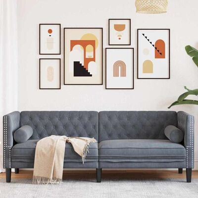 vidaXL Sofa Mørkegrå 194 x 74,5 x 70,5 cm Fløjl Grå 194 x 74,5 x 70,5 cm vidaXL Sofa Mørkegrå 194 x 74,5 x 70,5 cm Fløjl Grå 194 x 74,5 x 70,5 cm