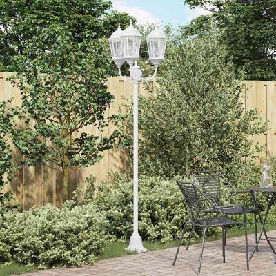 VidaXL Havebelysningsstolpe 3-lys E27 Hvid 220cm Aluminium - Havebelysning VidaXL Havebelysningsstolpe 3-lys E27 Hvid 220cm Aluminium - Havebelysning
