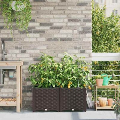 Vidaxl Haveplanter med Selv-vandingssystem 2 stk Brun Vidaxl Haveplanter med Selv-vandingssystem 2 stk Brun
