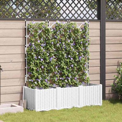 Vidaxl Hvidt plantekar med espalier 3 stk 120x40x143 cm - Plantekasse med støtte Vidaxl Hvidt plantekar med espalier 3 stk 120x40x143 cm - Plantekasse med støtte