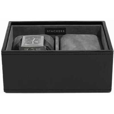 Stackers Smykkeskrin med plads til ure - Sort - 18cm x 12,5cm x 8cm - Adriana Stackers Smykkeskrin med plads til ure - Sort - 18cm x 12,5cm x 8cm - Adriana
