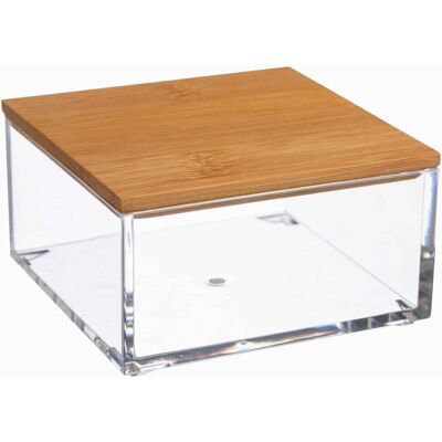 Five Transparent kasse med bambuslåg (3 størrelser) Transparent Rektangulær Plast 9,6cm x 9,6cm x 5,4cm - Transparent - 9,6cm x 9,6cm x 5,4cm - Adeline Five Transparent kasse med bambuslåg (3 størrelser) Transparent Rektangulær Plast 9,6cm x 9,6cm x 5,4cm - Transparent - 9,6cm x 9,6cm x 5,4cm - Adeline