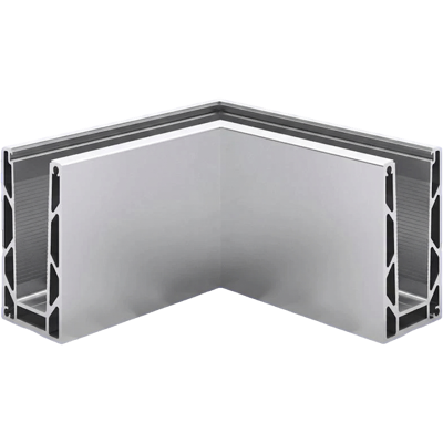 Kozza Ke100 – U-Profil Udvendig Hjørne 90° Til Heldækket Glasværn, Aluminium, Mat Anodisering Kozza Ke100 – U-Profil Udvendig Hjørne 90° Til Heldækket Glasværn, Aluminium, Mat Anodisering
