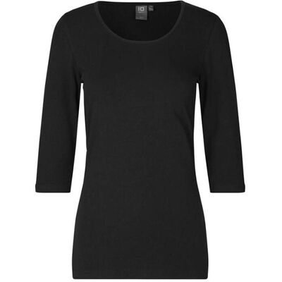 ID Identity T-shirt dame v-hals 3/4 ærme sort M ID Identity T-shirt dame v-hals 3/4 ærme sort M