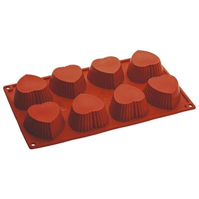 Pavoni Bageform Silicone 1/3 GN 8 riflet hjerte Pavoni Bageform Silicone 1/3 GN 8 riflet hjerte