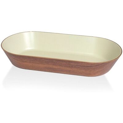 Fad Snack Oval 28x15 cm Trælook/Hvid Fad Snack Oval 28x15 cm Trælook/Hvid