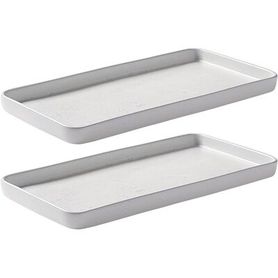Aida Raw Rektangulært Service Sæt - 34x18cm - 2 stykker - Arktisk Hvid Aida Raw Rektangulært Service Sæt - 34x18cm - 2 stykker - Arktisk Hvid