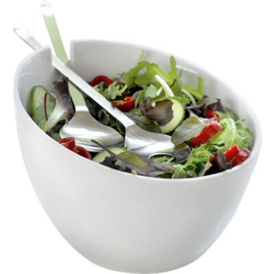 Steel-Function Skål Salat m bestik hvid porcelæn Steel-Function Skål Salat m bestik hvid porcelæn