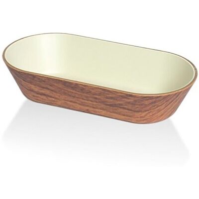 Fad Snack Oval 19x10 cm Trælook/Hvid Fad Snack Oval 19x10 cm Trælook/Hvid