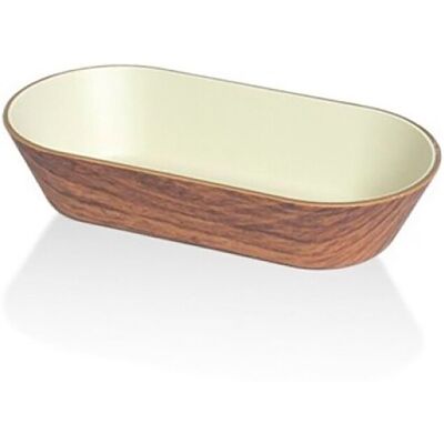 Fad Snack Oval Mini 15x8 cm Trælook/Hvid Fad Snack Oval Mini 15x8 cm Trælook/Hvid