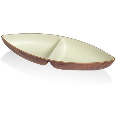 Cegeco Skål Snack Todelt 27x11 cm Trælook/Hvid Cegeco Skål Snack Todelt 27x11 cm Trælook/Hvid