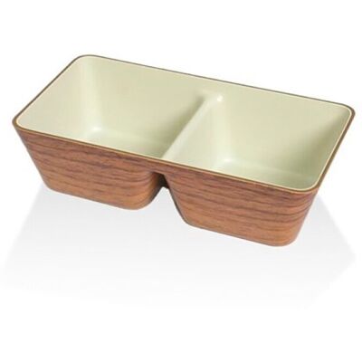 Cegeco Skål Snack Todelt 17x9 cm Trælook/Hvid Cegeco Skål Snack Todelt 17x9 cm Trælook/Hvid