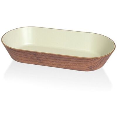 Fad Snack Oval 24x13 cm Trælook/Hvid Fad Snack Oval 24x13 cm Trælook/Hvid