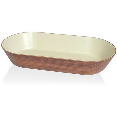 Fad Snack Oval 33x18 cm Trælook/Hvid Fad Snack Oval 33x18 cm Trælook/Hvid