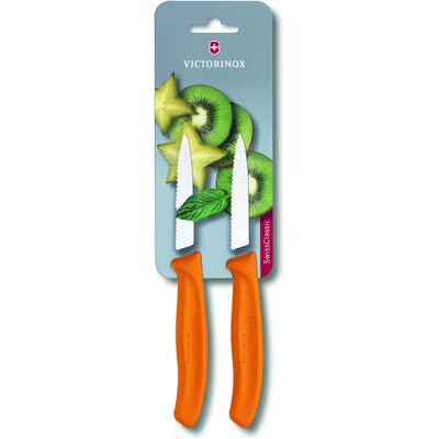 Victorinox Urtekniv med bølgeskær, 8 cm, 2-pak, , orange Victorinox Urtekniv med bølgeskær, 8 cm, 2-pak, , orange