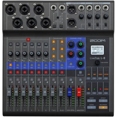 Zoom L-8 bærbar lydblander til podcasts og liveoptagelser Zoom L-8 bærbar lydblander til podcasts og liveoptagelser