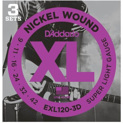 D'Addario EXL120-3D el-guitar-strenge, 009-042 (3 sæt) D'Addario EXL120-3D el-guitar-strenge, 009-042 (3 sæt)