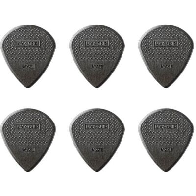 Dunlop Max Grip Jazz III Carbon plektre (6 stk.) Dunlop Max Grip Jazz III Carbon plektre (6 stk.)