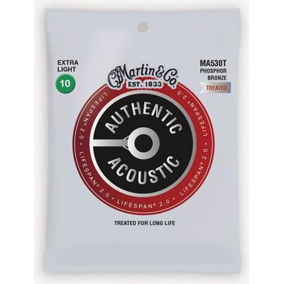 Martin MA530T Authentic Acoustic Lifespan western-guitar-strenge, extra light Martin MA530T Authentic Acoustic Lifespan western-guitar-strenge, extra light