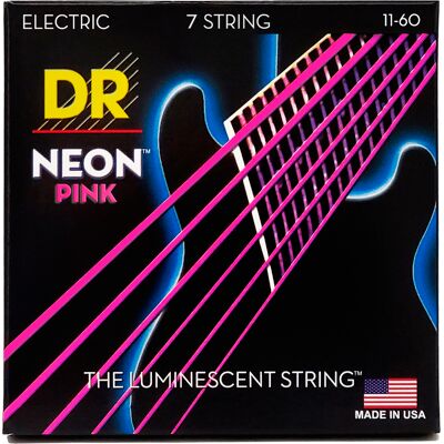 DR Strings NPE7-11, Hi-Def neon pink el-guitar-strenge, 011-060 DR Strings NPE7-11, Hi-Def neon pink el-guitar-strenge, 011-060