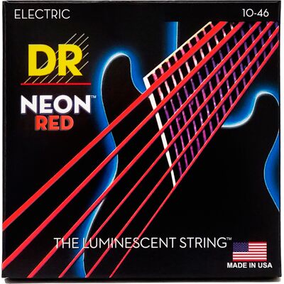 DR Strings NRE-10 Hi-Def neon red el-guitar-strenge, 010-046 DR Strings NRE-10 Hi-Def neon red el-guitar-strenge, 010-046