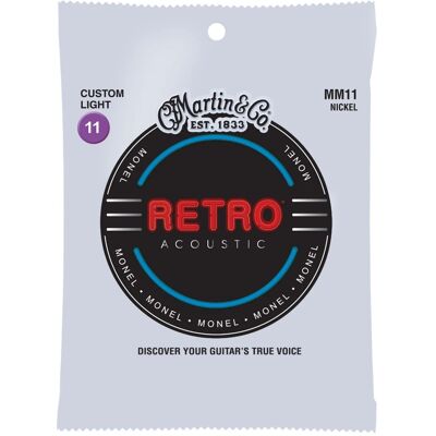 Martin MM11 Retro Monel western-guitar-strenge, custom light Martin MM11 Retro Monel western-guitar-strenge, custom light