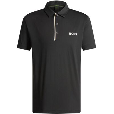 BOSS Paddy Tennisshirt - Svedende ribbet stof - Sort BOSS Paddy Tennisshirt - Svedende ribbet stof - Sort