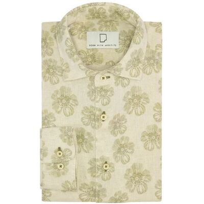 Born With Appetite Flower print linen shirt l/s XL XL Born With Appetite Flower print linen shirt l/s XL XL