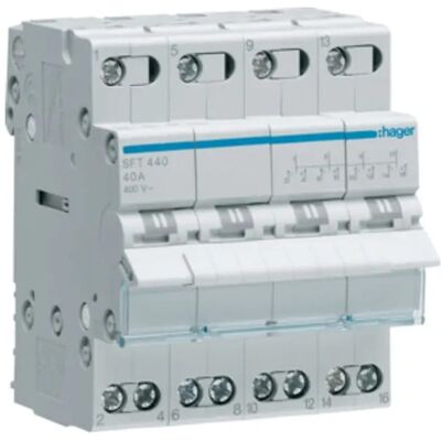 Hager Sft440 – Modulomskifter Net-Generator I-0-Ii 4p 40a 400v Ac Hager Sft440 – Modulomskifter Net-Generator I-0-Ii 4p 40a 400v Ac