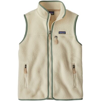 Patagonia Womens Retro Pile Vest-Natural W/ellwood Green (Ntle)-M Patagonia Womens Retro Pile Vest-Natural W/ellwood Green (Ntle)-M